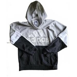 Adidas Boys' Colorblock  Gray Black Hoodie Sweatshirt Size 14-16 Large